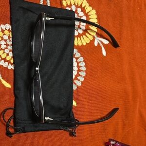 Black Rectangular Glasses with Case